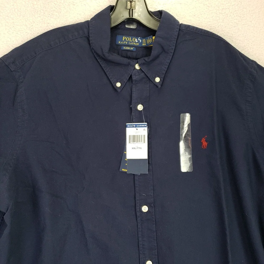 Polo Ralph Lauren Classic Fit Button Down Mens XXL Navy Blue Preppy Designer